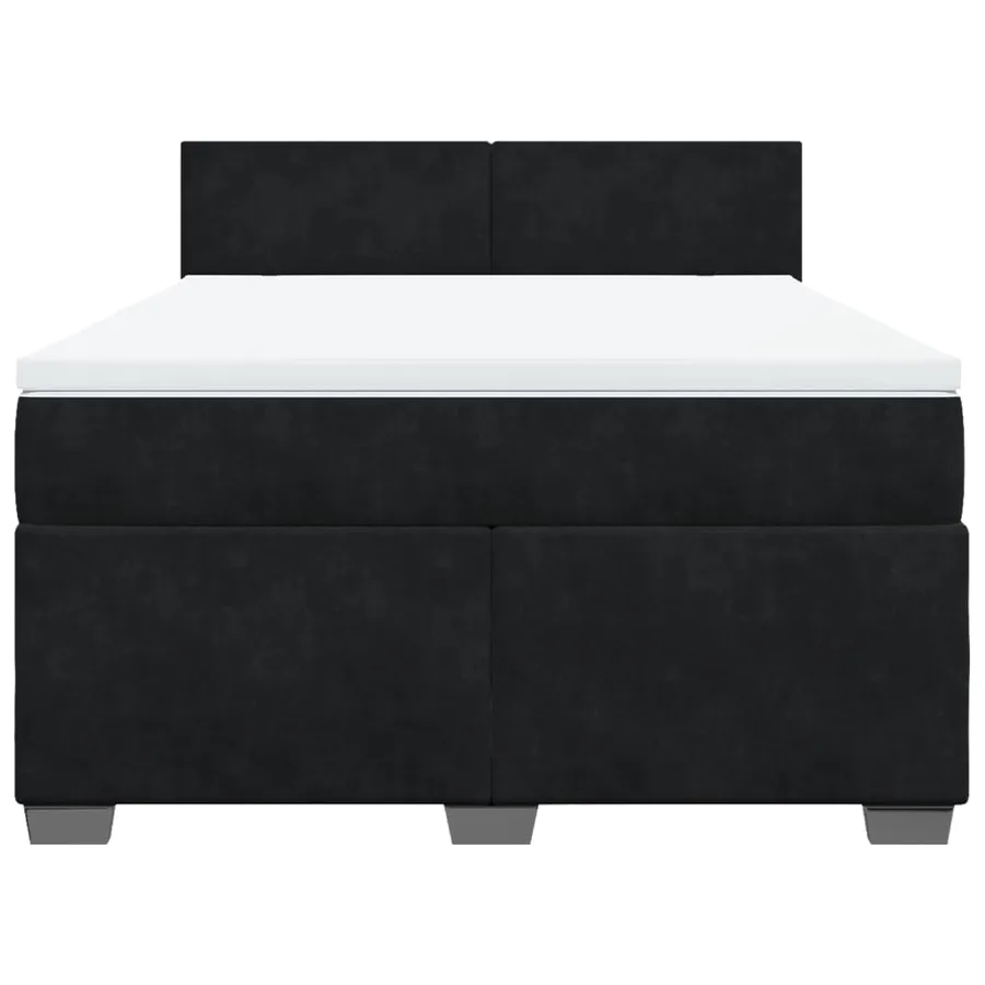 Sommier à lattes de lit avec matelas Noir 140x190 cm Velours - 4