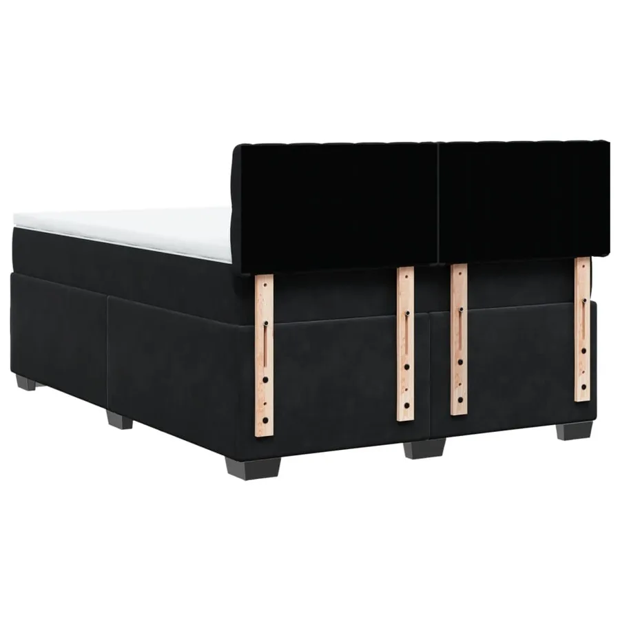 Sommier à lattes de lit avec matelas Noir 140x190 cm Velours - 12