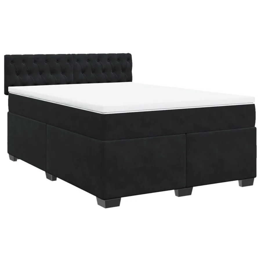 Sommier à lattes de lit avec matelas Noir 140x190 cm Velours - 3
