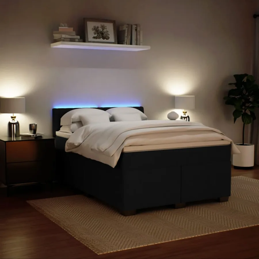 Sommier à lattes de lit avec matelas Noir 140x190 cm Velours - 5