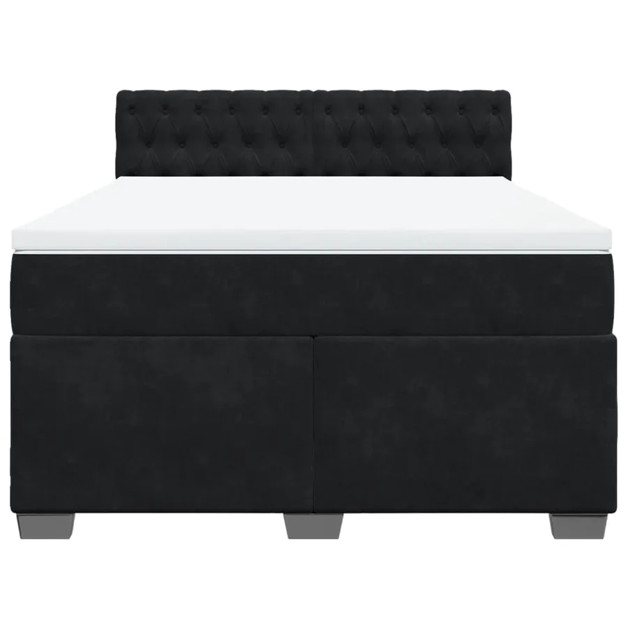 Sommier à lattes de lit avec matelas Noir 140x190 cm Velours - 6