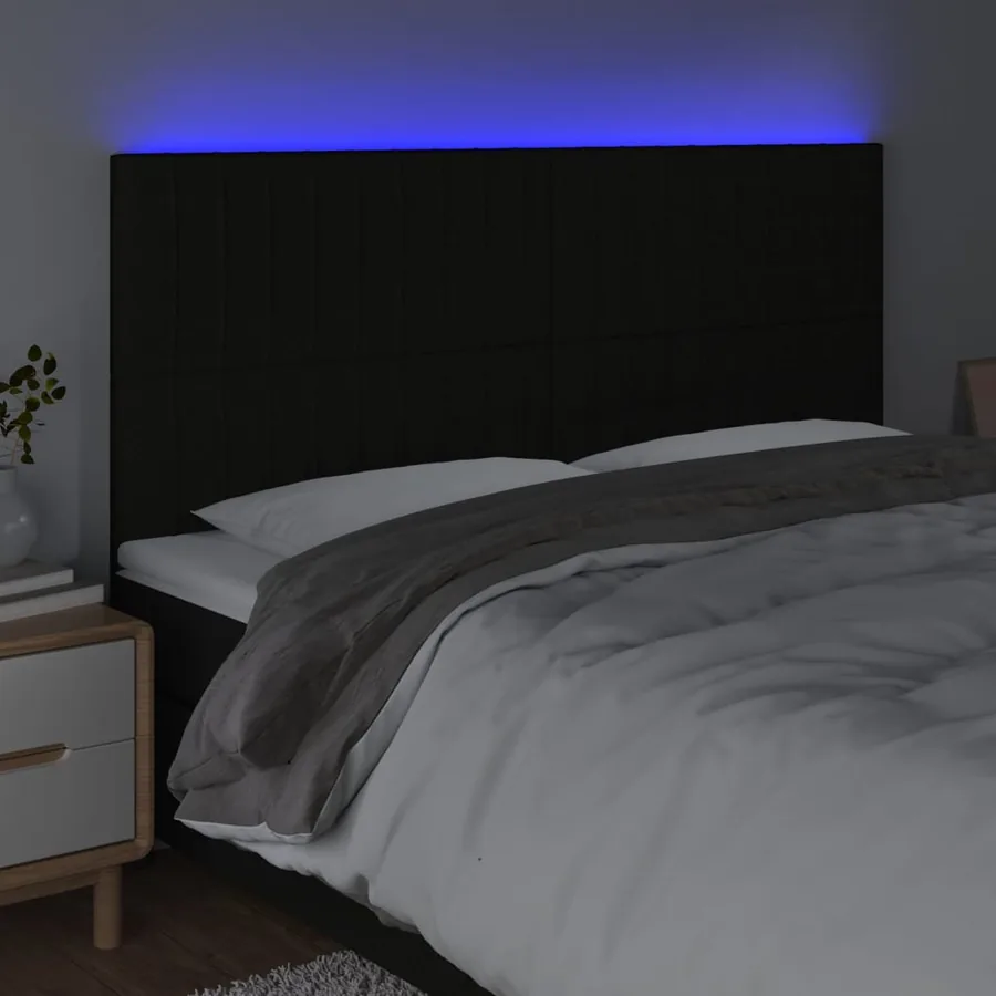 Tête de lit à LED Noir 200x5x118/128 cm Tissu - 3