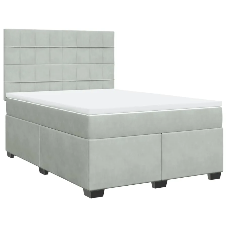 Sommier à lattes de lit et matelas Gris clair 140x190cm Velours - 3