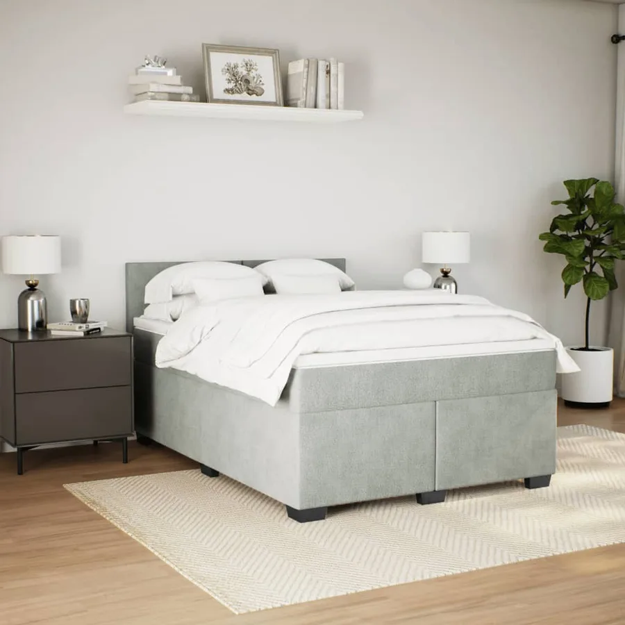 Sommier à lattes de lit et matelas Gris clair 140x190cm Velours - 3