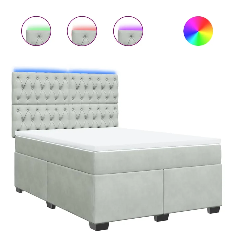 Sommier à lattes de lit et matelas Gris clair 140x190cm Velours - 2