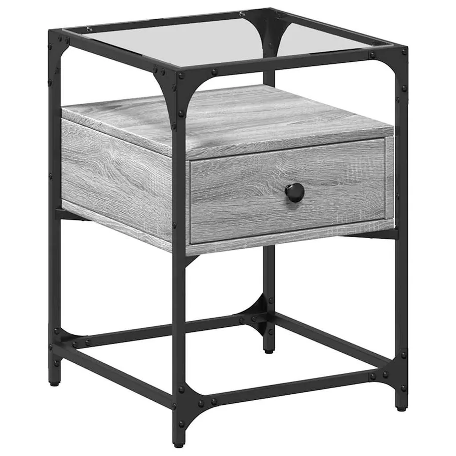 Table de chevet sonoma gris 40x40x55 cm bois d’ingénierie - 2