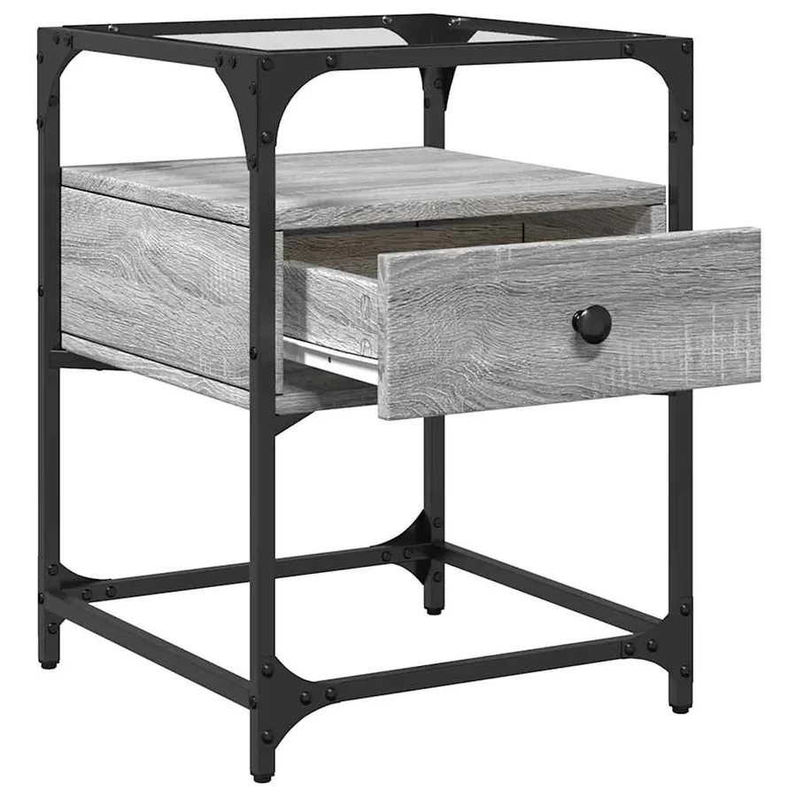 Table de chevet sonoma gris 40x40x55 cm bois d’ingénierie - 7