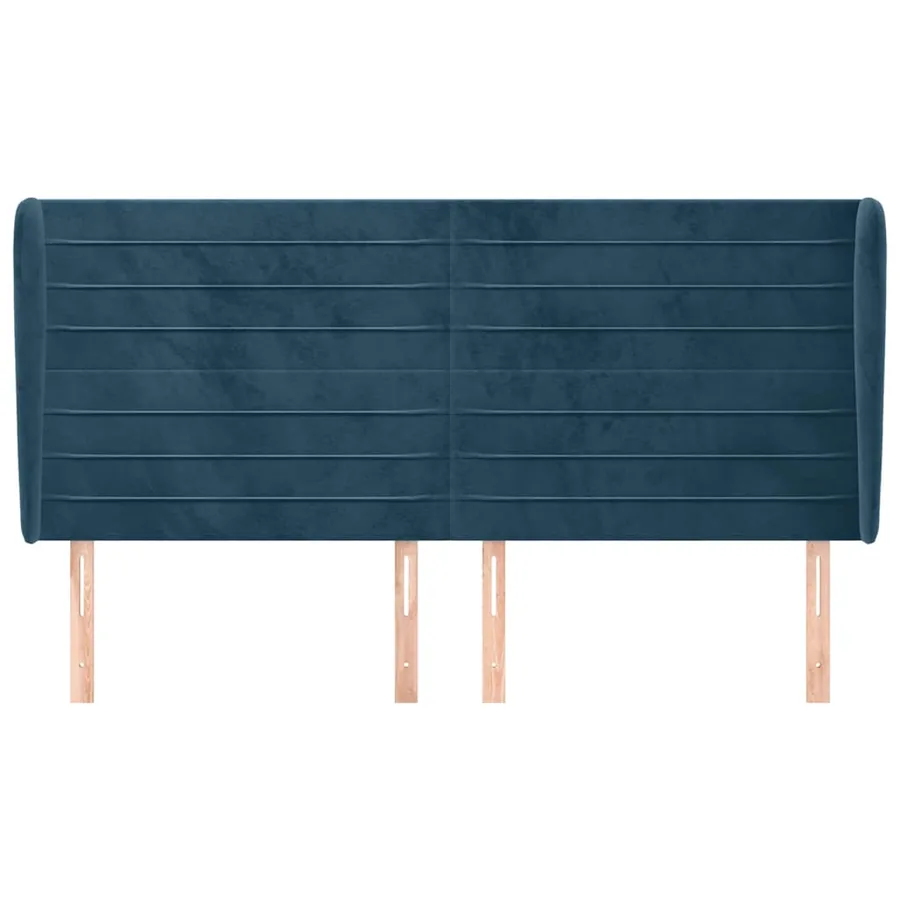 Tête de lit avec oreilles Bleu foncé 163x23x118/128 cm Velours - 3