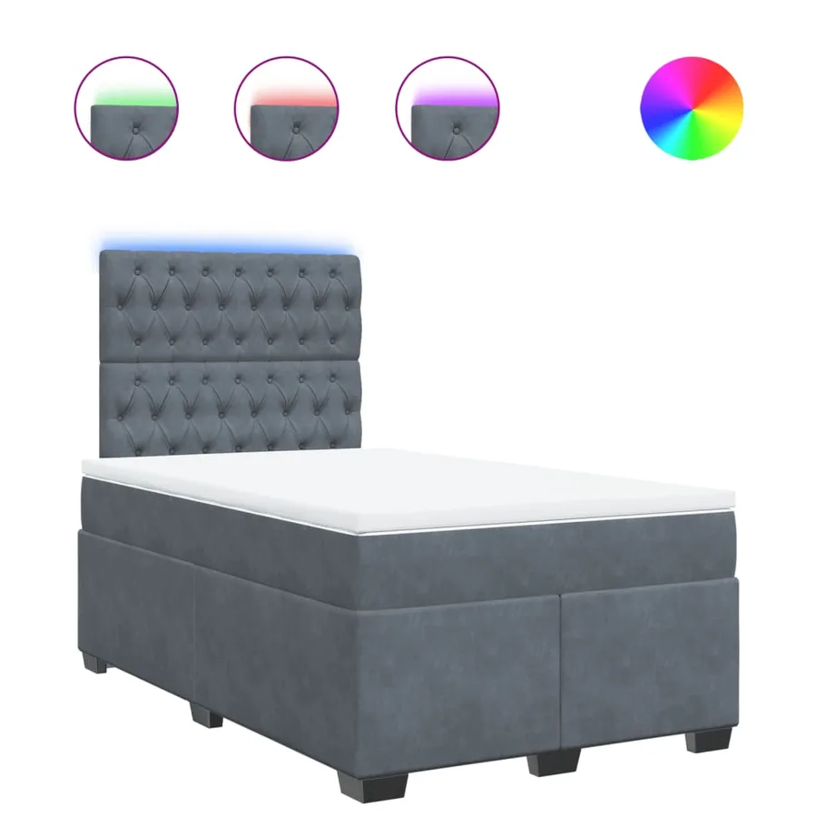 Sommier à lattes de lit et matelas Gris foncé 120x200cm Velours - 2