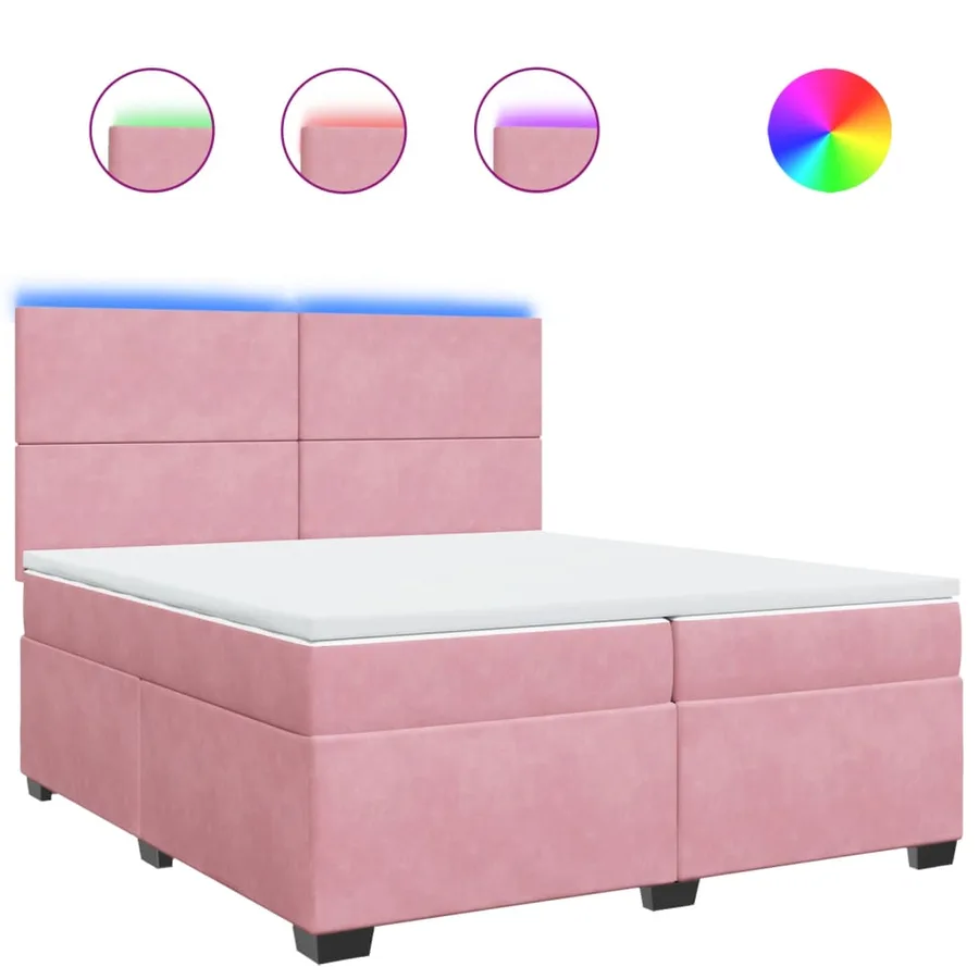Sommier à lattes de lit avec matelas Rose 200x200 cm Velours - 2