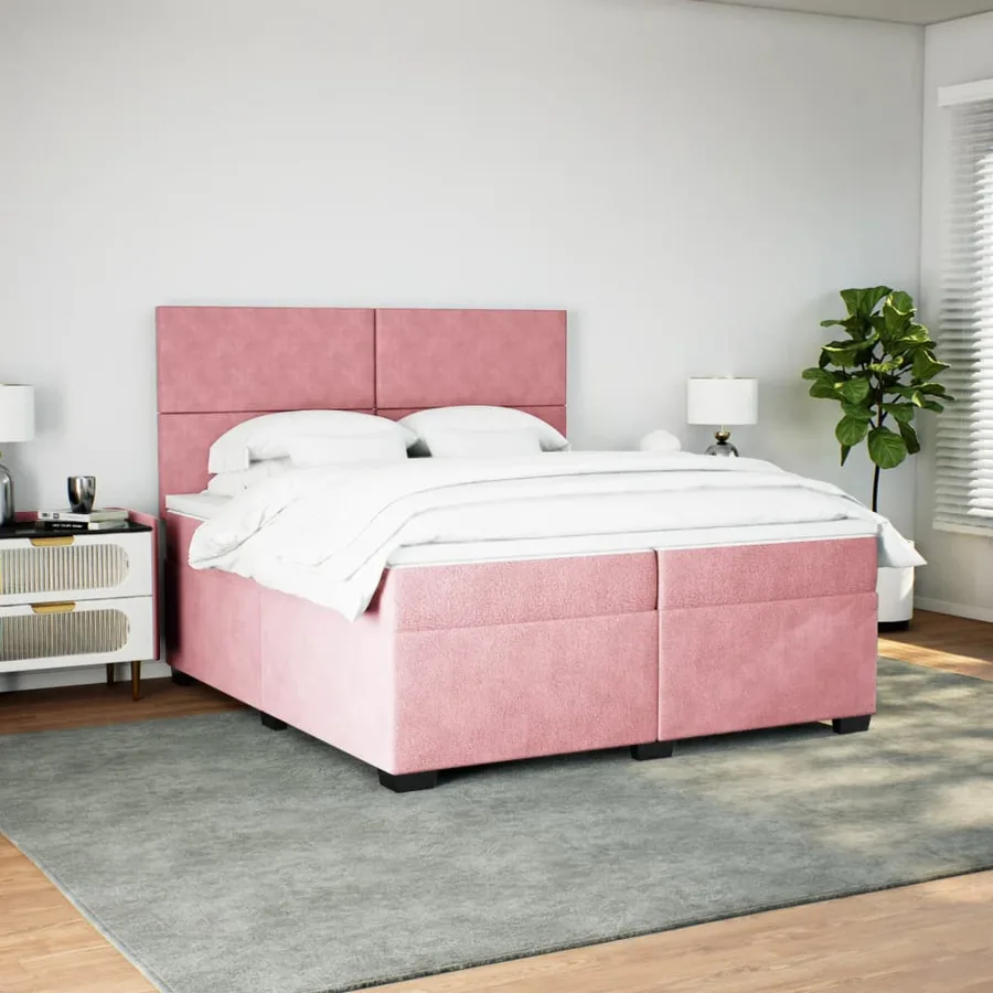 Sommier à lattes de lit avec matelas Rose 200x200 cm Velours - 5