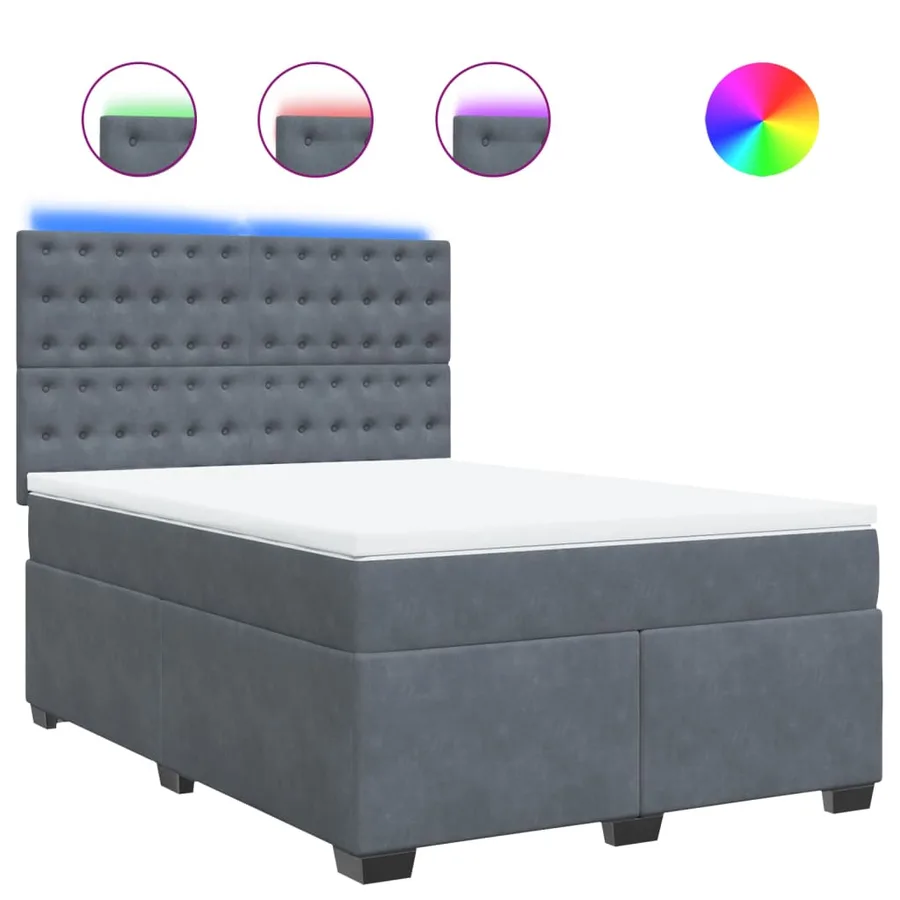 Sommier à lattes de lit et matelas Gris foncé 140x190cm Velours - 2