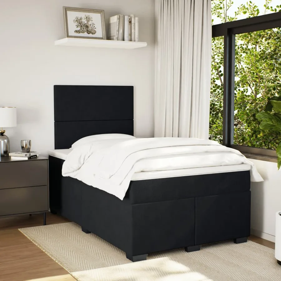 Sommier à lattes de lit avec matelas Noir 120x200 cm Velours - 3