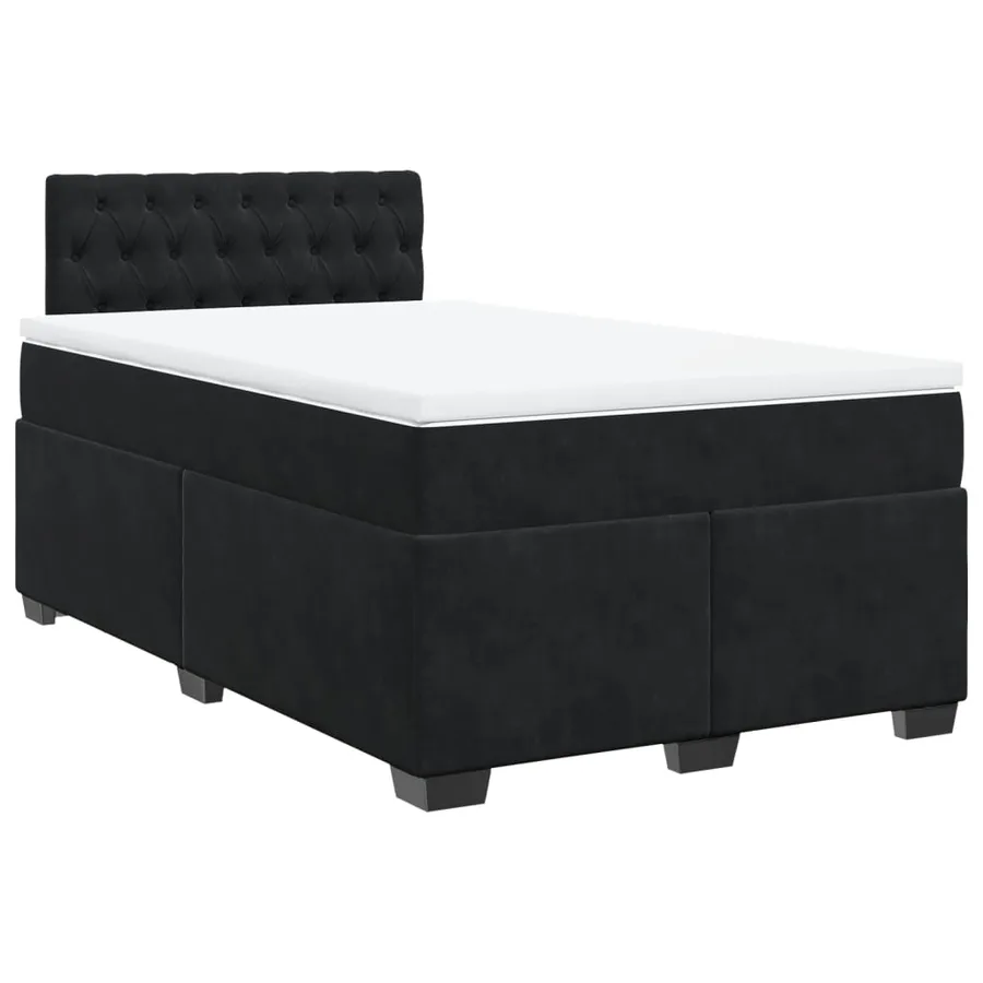 Sommier à lattes de lit avec matelas Noir 120x200 cm Velours - 3