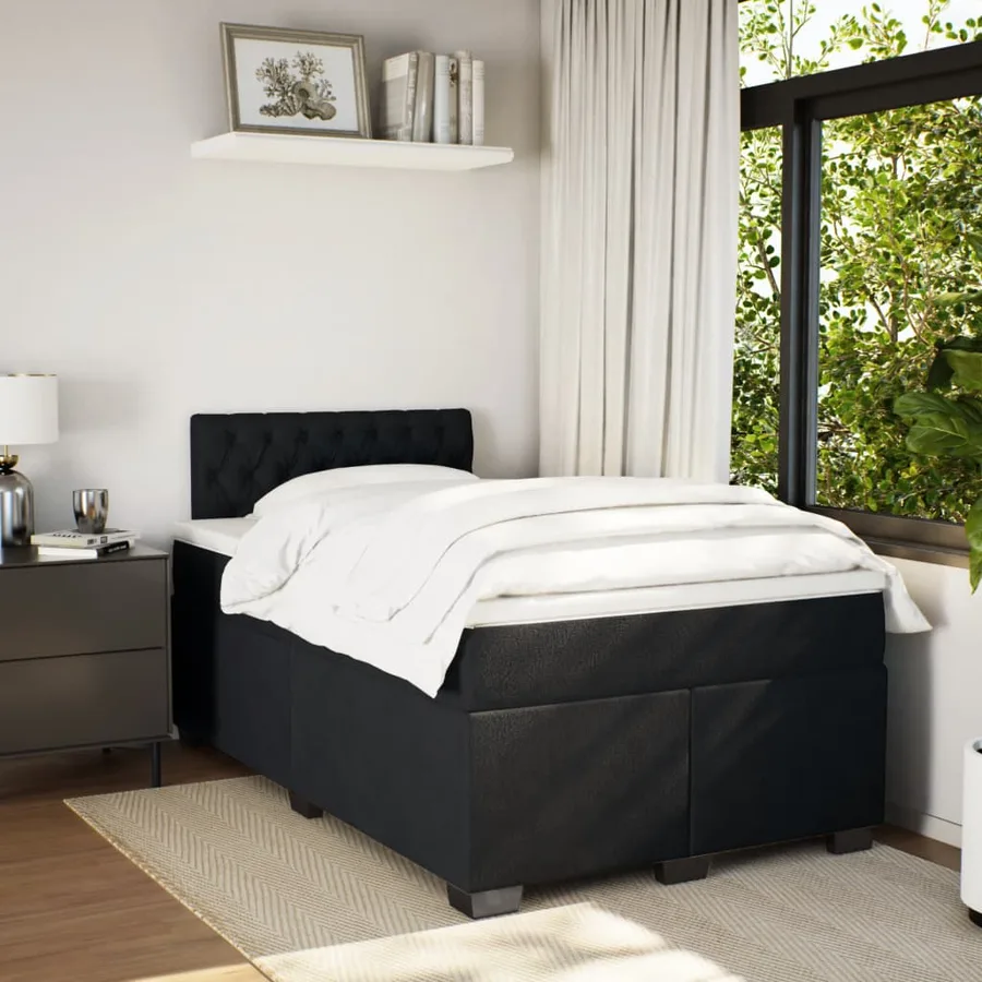 Sommier à lattes de lit avec matelas Noir 120x200 cm Velours - 4