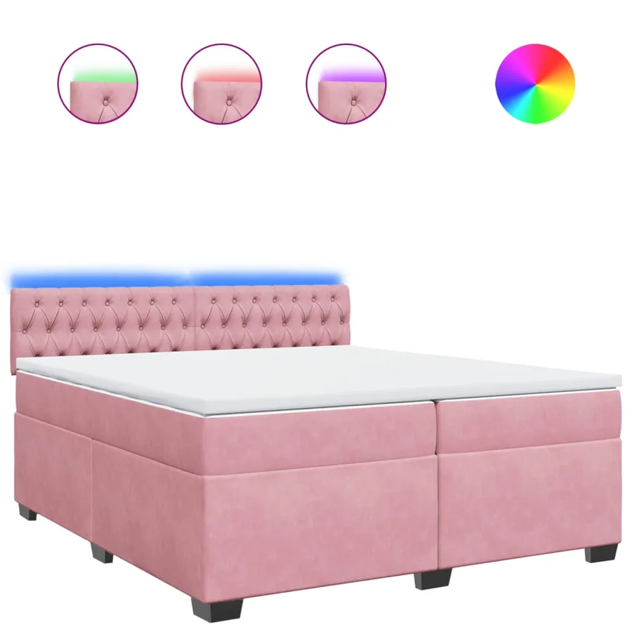 Sommier à lattes de lit avec matelas Rose 200x200 cm Velours - 2