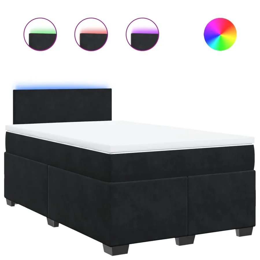 Sommier à lattes de lit avec matelas Noir 120x200 cm Velours - 2