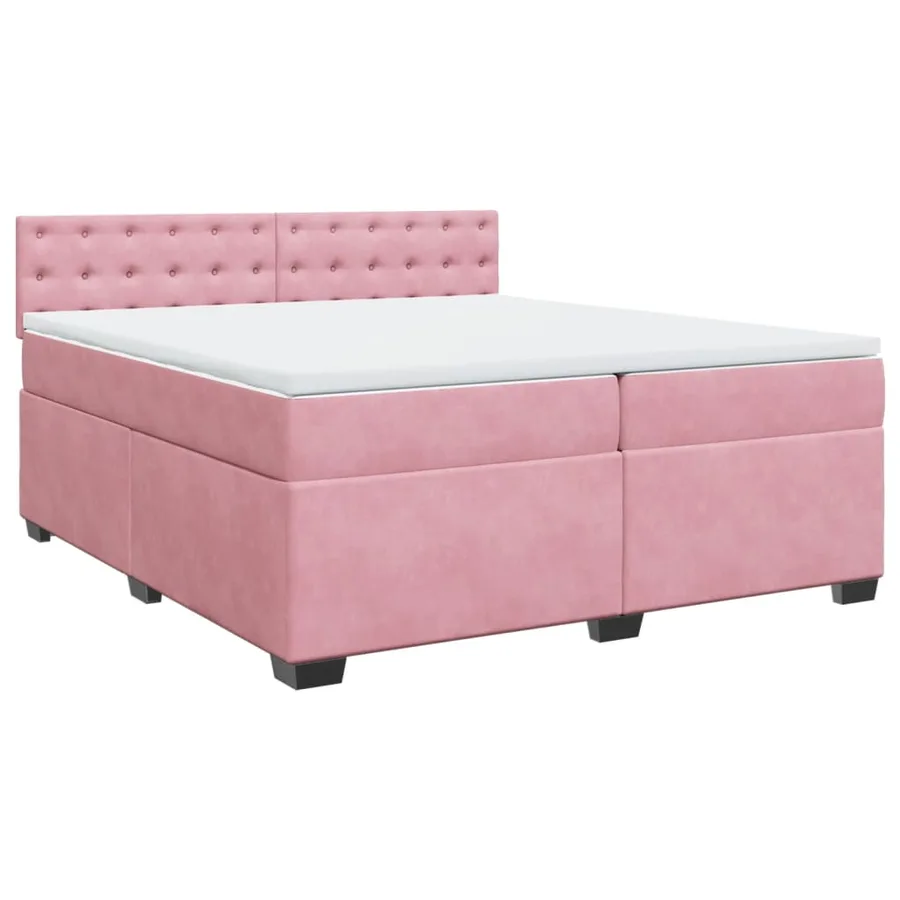 Sommier à lattes de lit avec matelas Rose 200x200 cm Velours - 2
