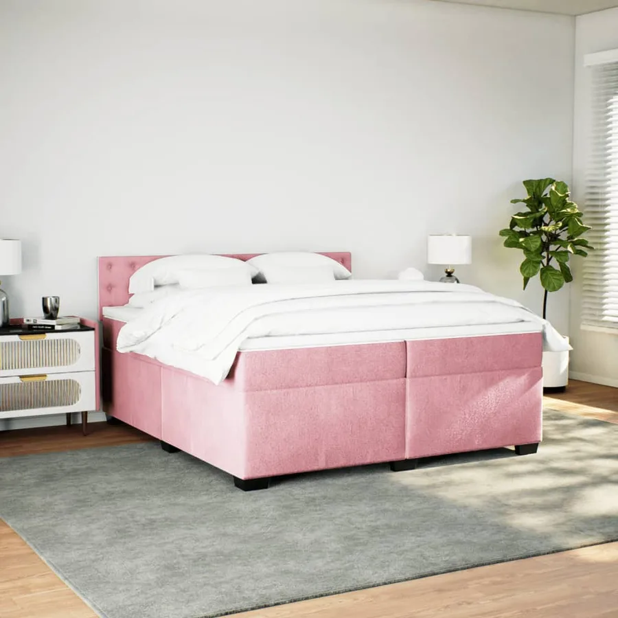 Sommier à lattes de lit avec matelas Rose 200x200 cm Velours - 3