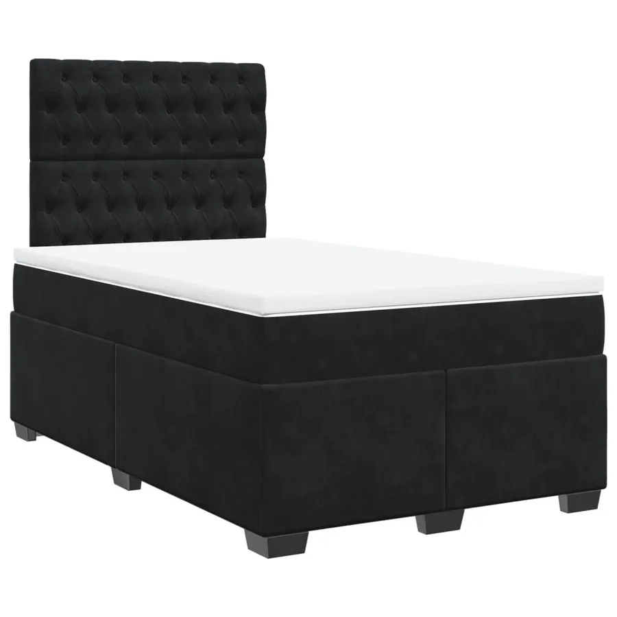 Sommier à lattes de lit avec matelas Noir 120x200 cm Velours - 2
