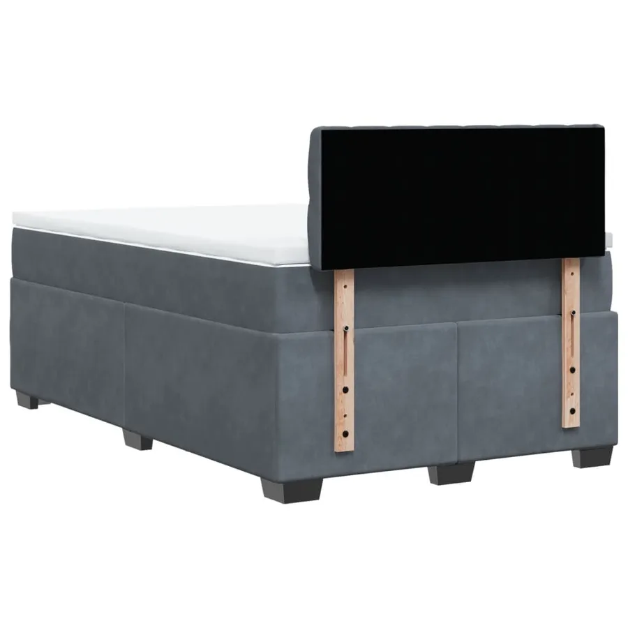 Sommier à lattes de lit et matelas gris foncé 120x190cm velours - 12