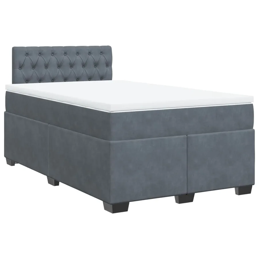 Sommier à lattes de lit et matelas gris foncé 120x190cm velours - 3