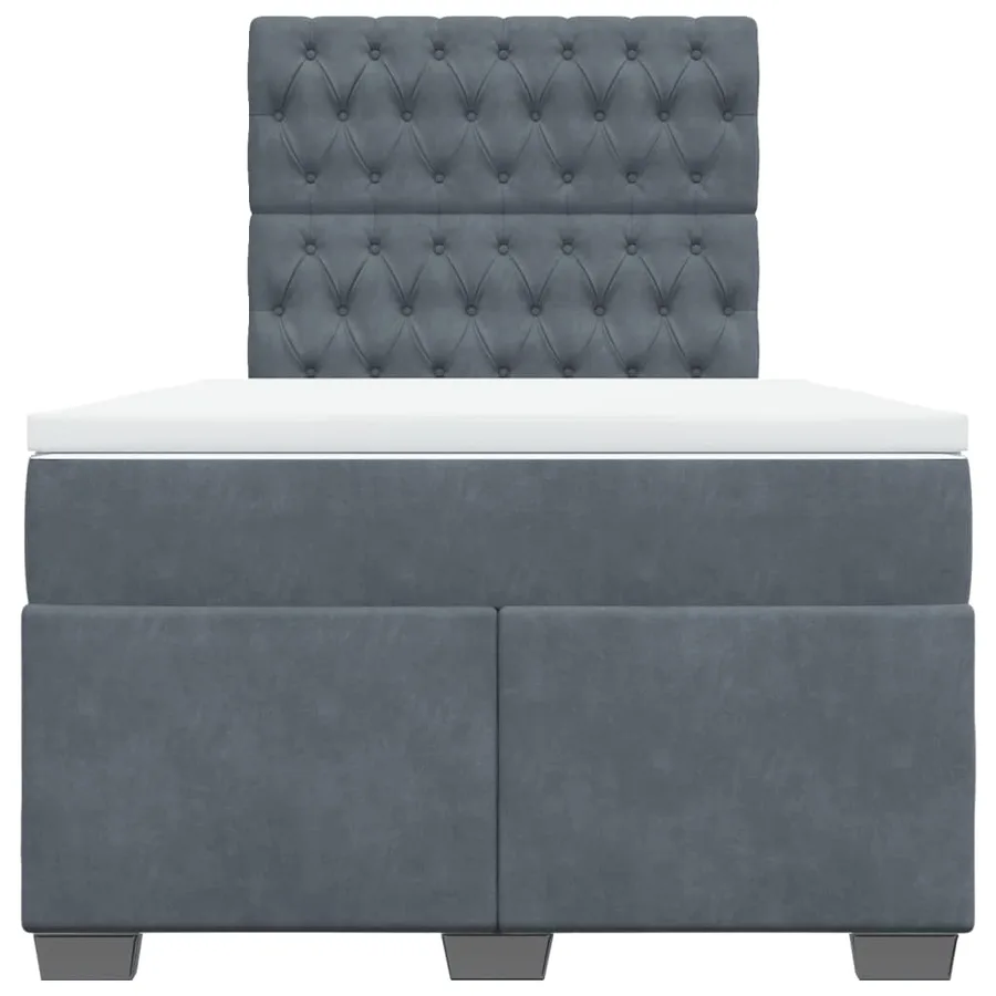 Sommier à lattes de lit et matelas gris foncé 120x190cm velours - 4