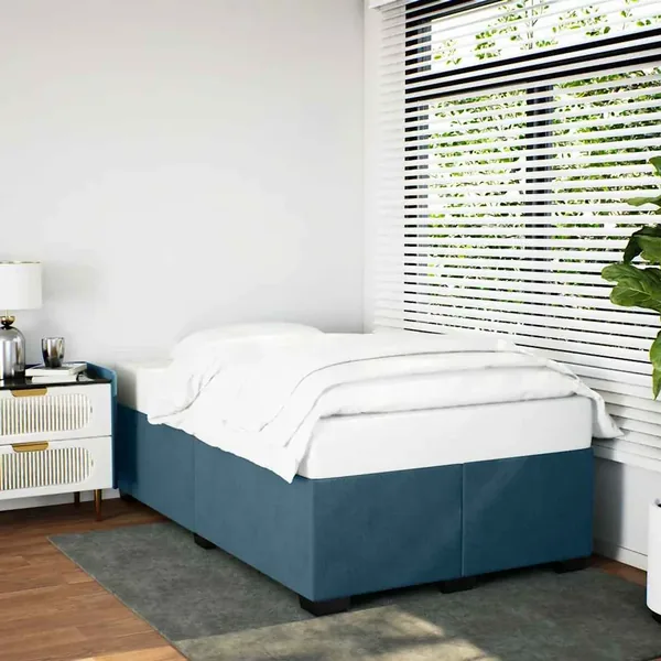 Cadre de lit sans matelas bleu 120x190 cm velours