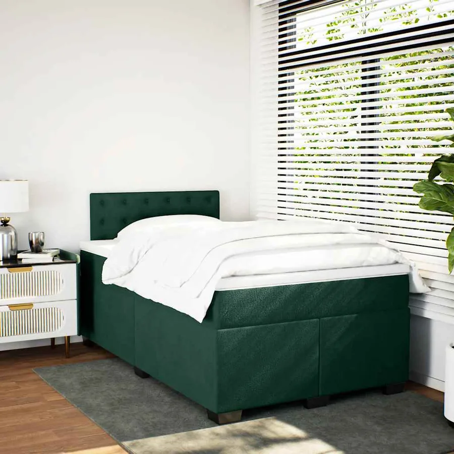 Sommier à lattes de lit avec matelas vert foncé 120x190 cm - 4