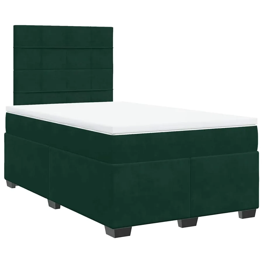 Sommier à lattes de lit avec matelas vert foncé 120x190 cm - 3