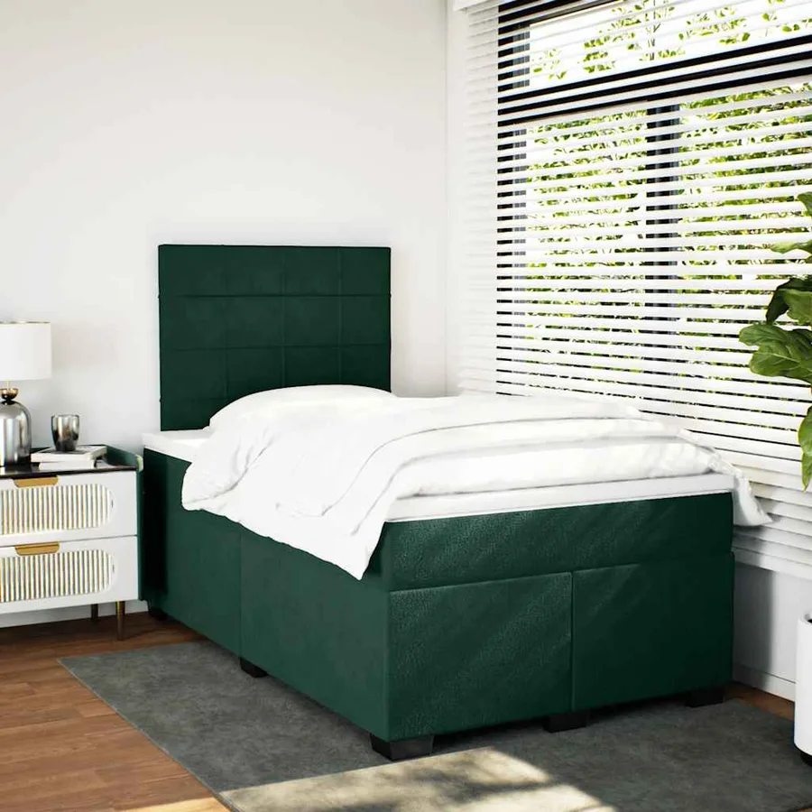 Sommier à lattes de lit avec matelas vert foncé 120x190 cm - 4