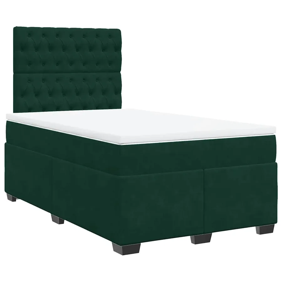 Sommier à lattes de lit avec matelas vert foncé 120x190 cm - 2