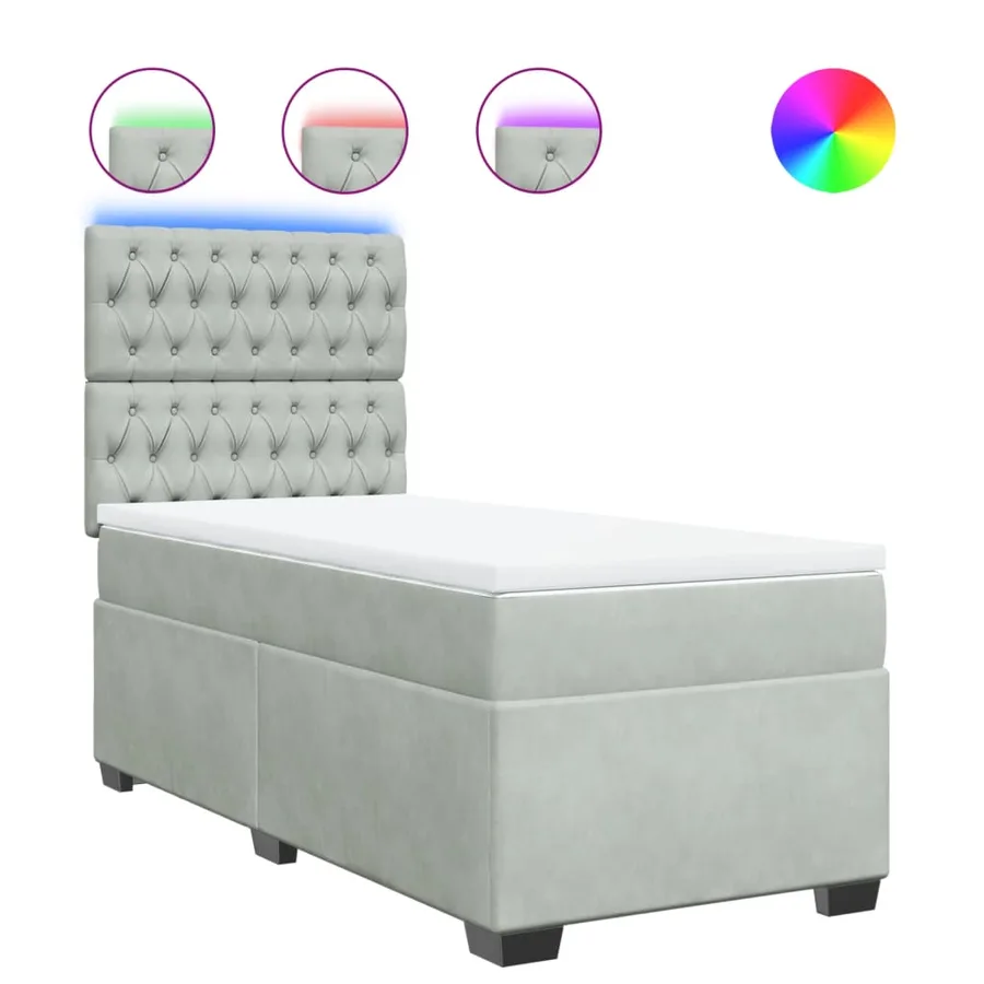 Sommier à lattes de lit et matelas Gris clair 100x200cm Velours - 2