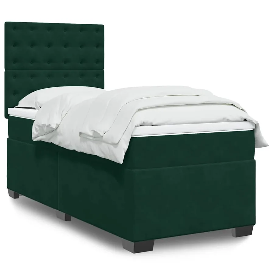 Sommier à lattes de lit avec matelas Vert foncé 100x200 cm
