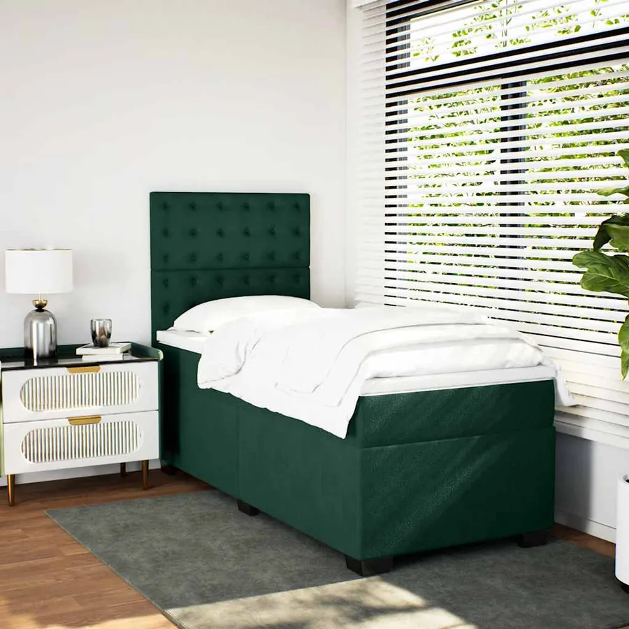 Sommier à lattes de lit avec matelas Vert foncé 100x200 cm - 4