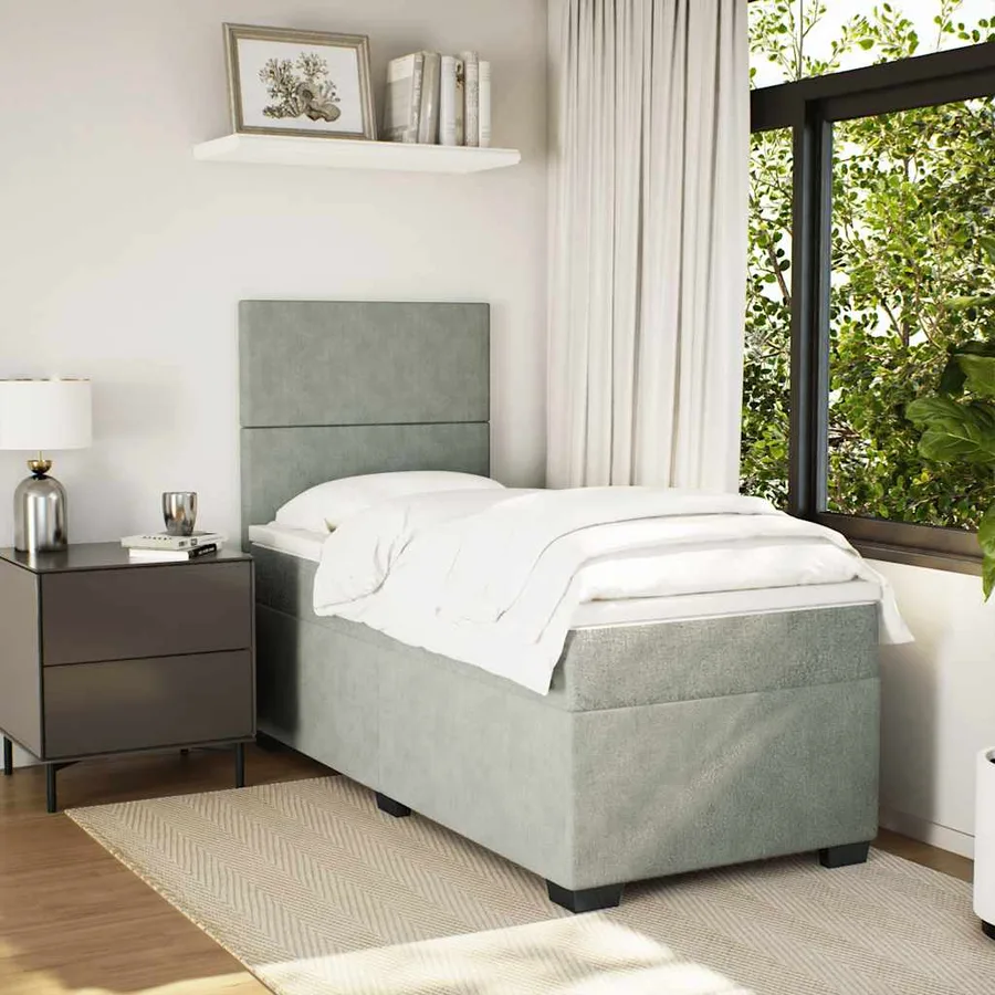 Sommier à lattes de lit et matelas Gris clair 100x200cm Velours - 4