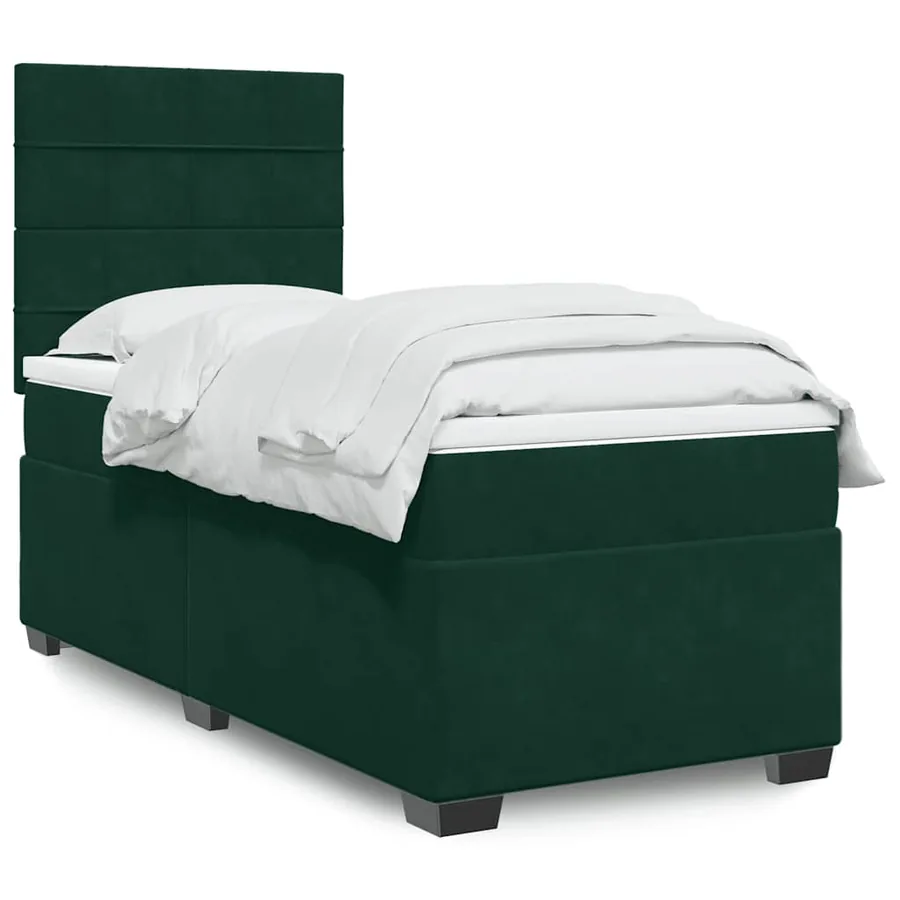 Sommier à lattes de lit avec matelas Vert foncé 100x200 cm