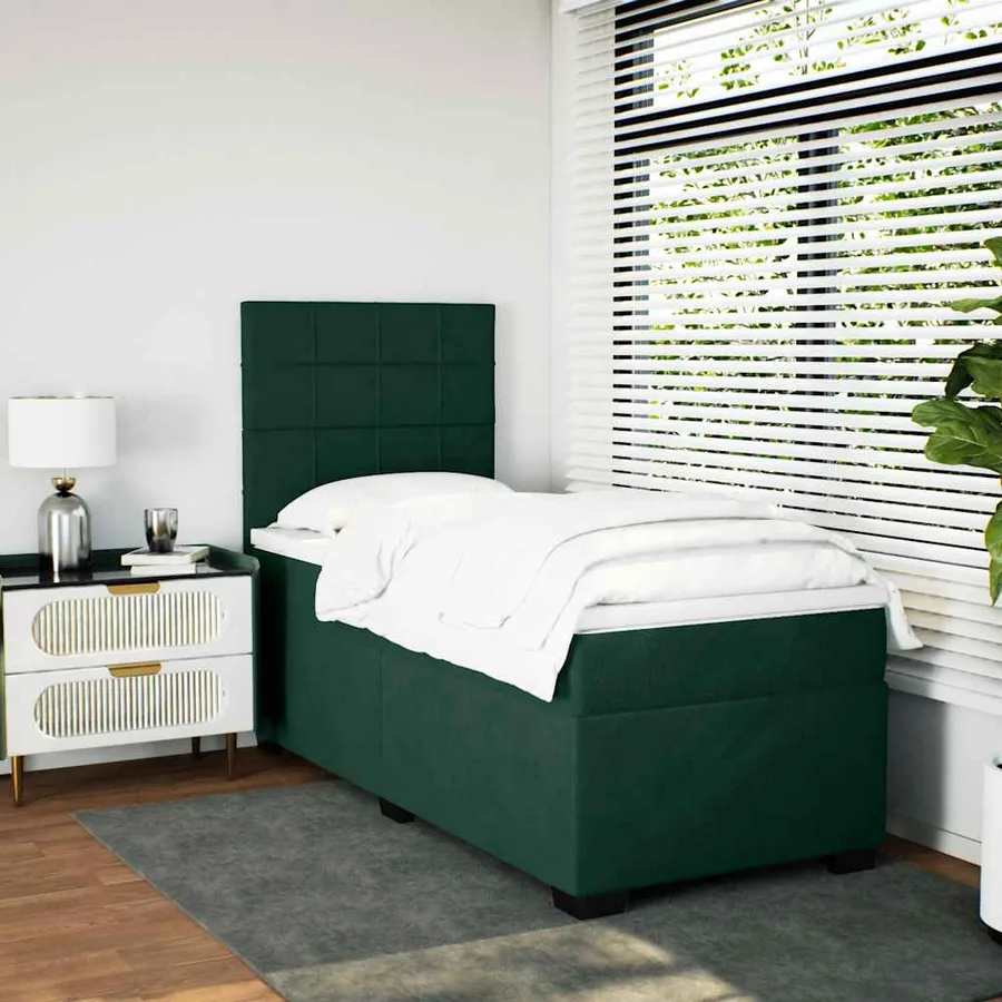 Sommier à lattes de lit avec matelas Vert foncé 100x200 cm - 4