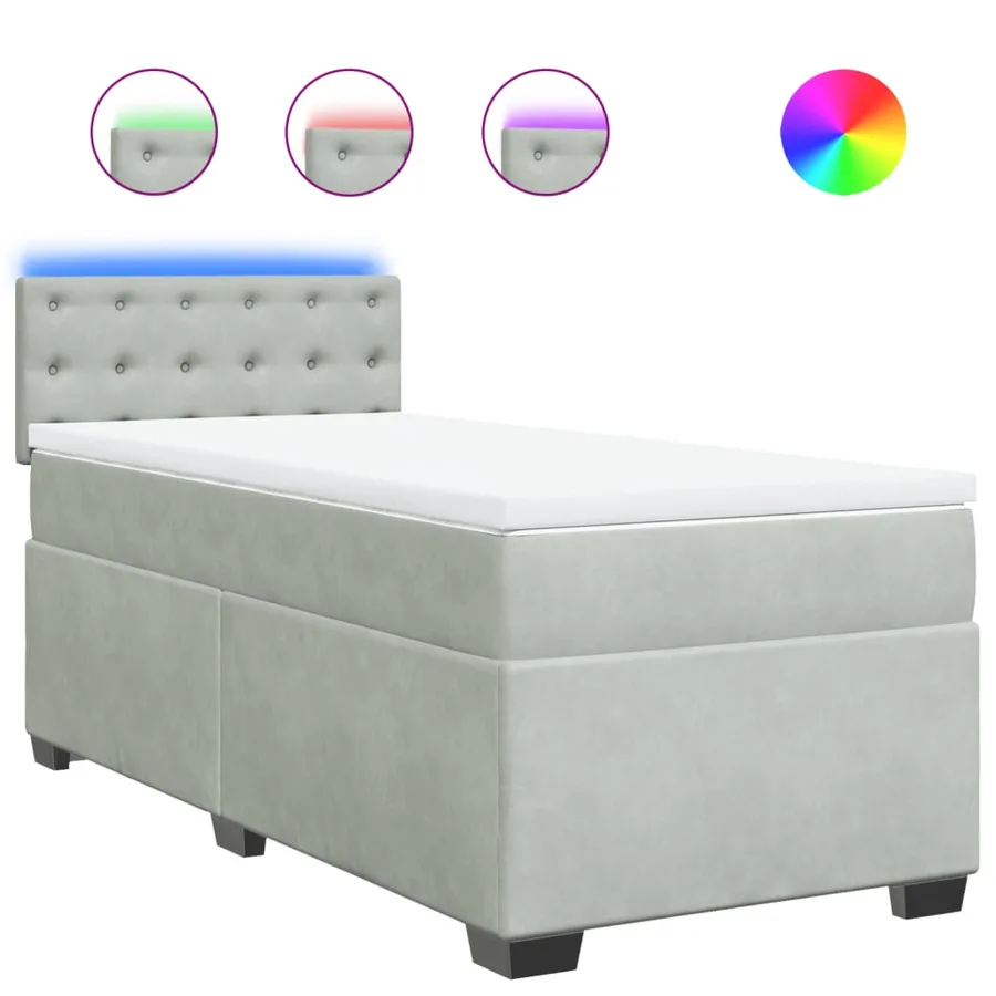 Sommier à lattes de lit et matelas Gris clair 100x200cm Velours - 2