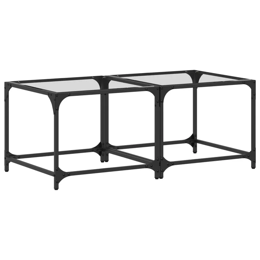 Tables basses avec dessus en verre transparent 2 pcs acier - 2