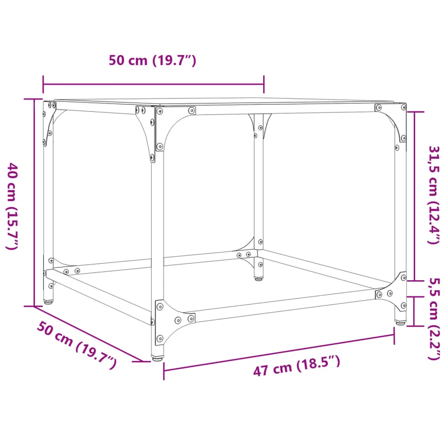 Tables basses avec dessus en verre transparent 2 pcs acier - 9