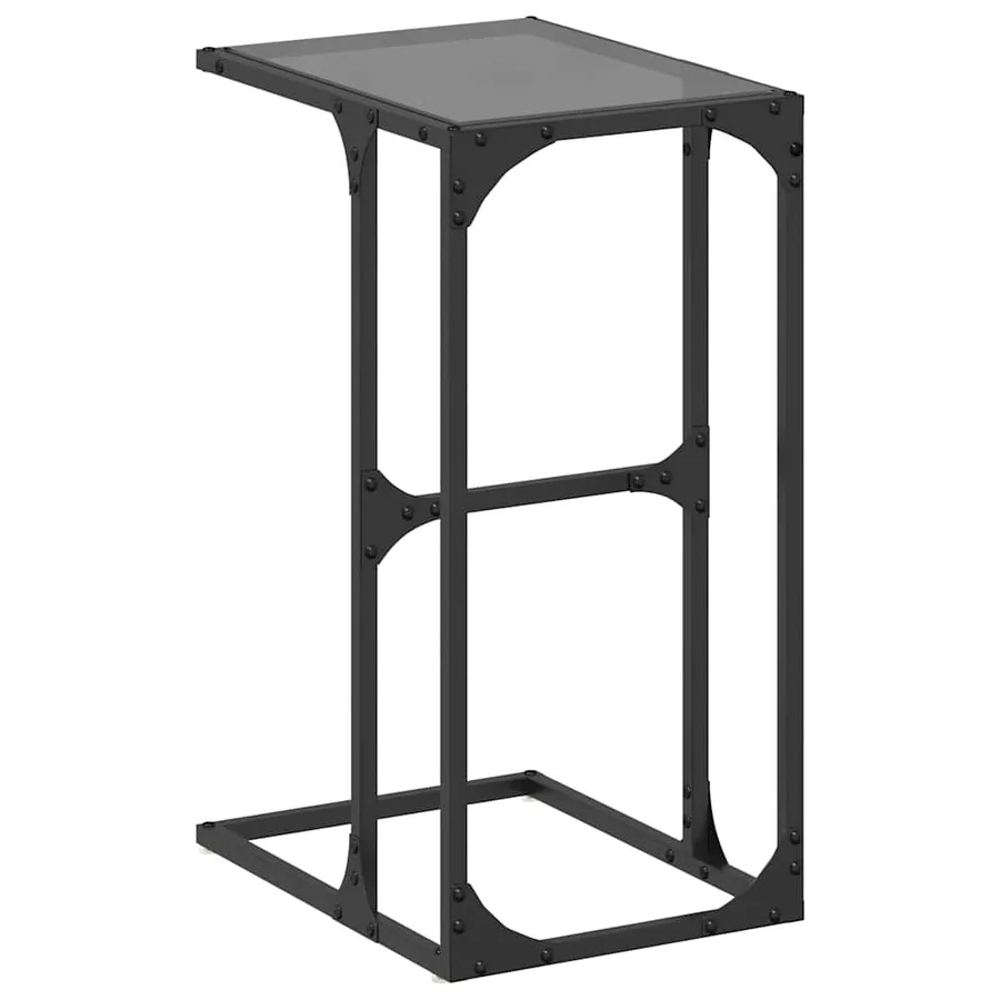 Table d'appoint avec verre noir 40x30x61,5 cm acier - 2