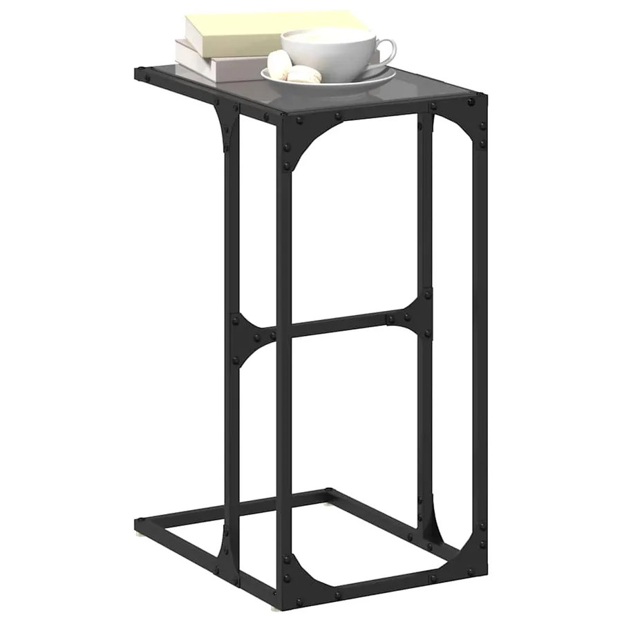 Table d'appoint avec verre noir 40x30x61,5 cm acier - 3