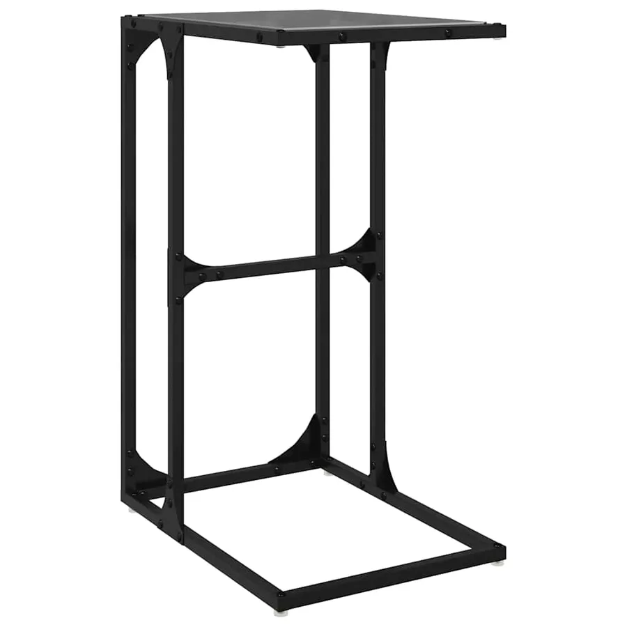 Table d'appoint avec verre noir 40x30x61,5 cm acier - 6