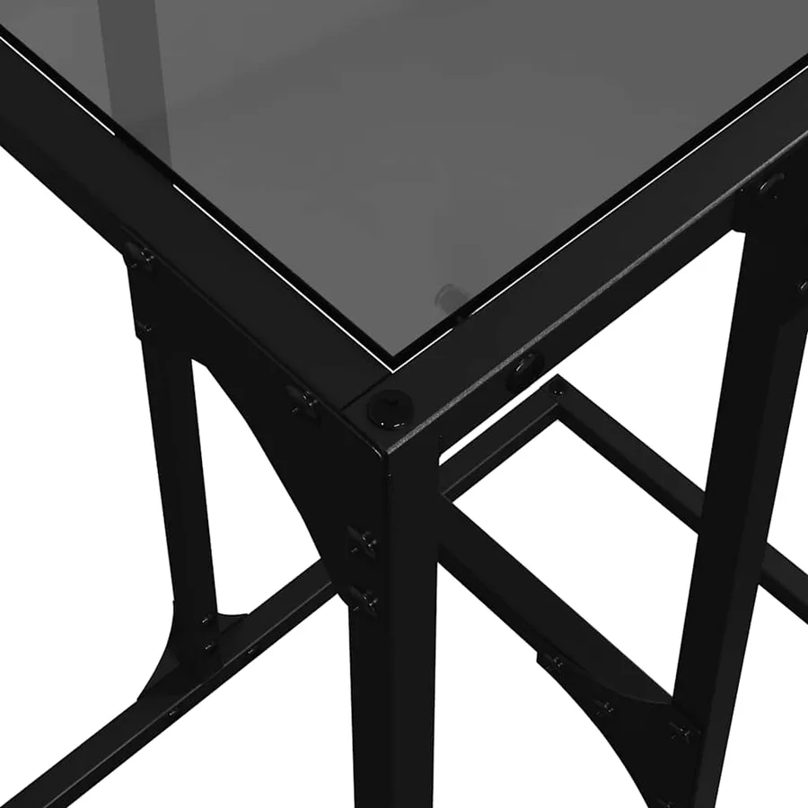 Table d'appoint avec verre noir 40x30x61,5 cm acier - 8