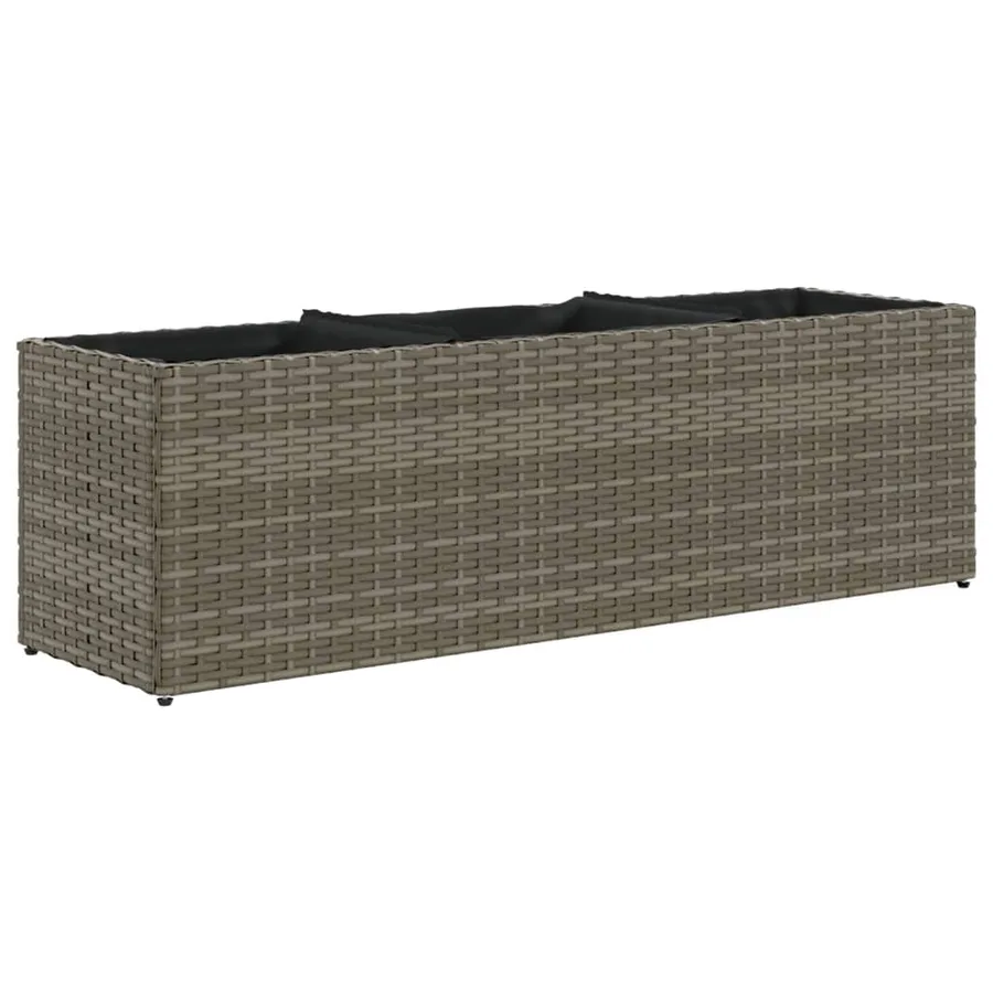 Jardinière avec 3 pots gris 105x30x32 cm résine tressée - 2