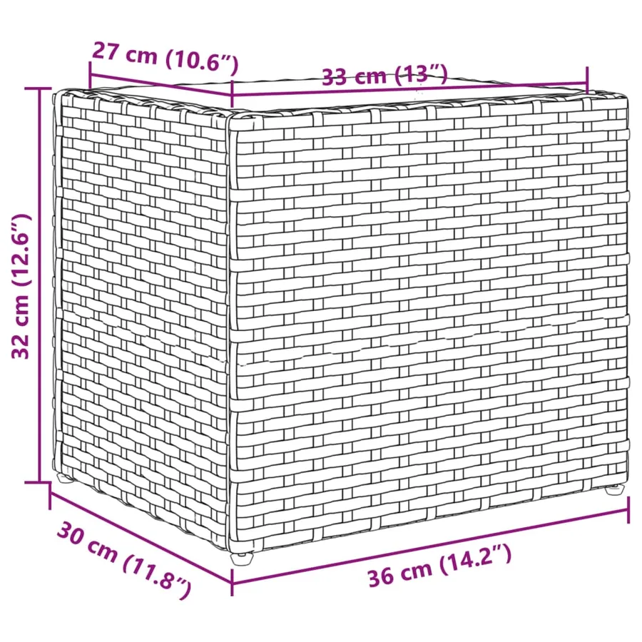 Jardinières 2 pcs marron 36x30x32 cm résine tressée - 12
