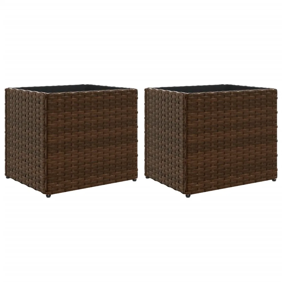 Jardinières 2 pcs marron 36x30x32 cm résine tressée - 2