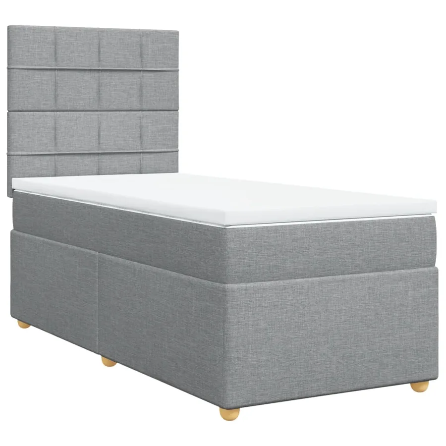 Sommier à lattes de lit avec matelas gris clair 80x200 cm tissu - 2