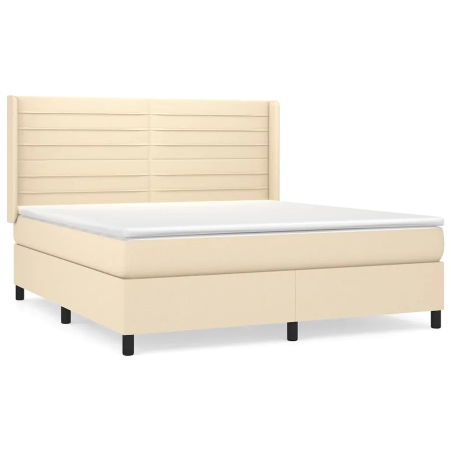 Sommier à lattes de lit avec matelas Crème 180x200 cm Tissu - 2